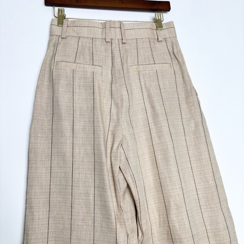 & Other Stories Wide Linen-Blend Trousers Pinstripe Tan US 4 NWT High Waist - Picture 13 of 15